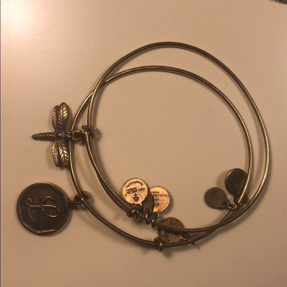 Two gold Alex and Ani bracelets